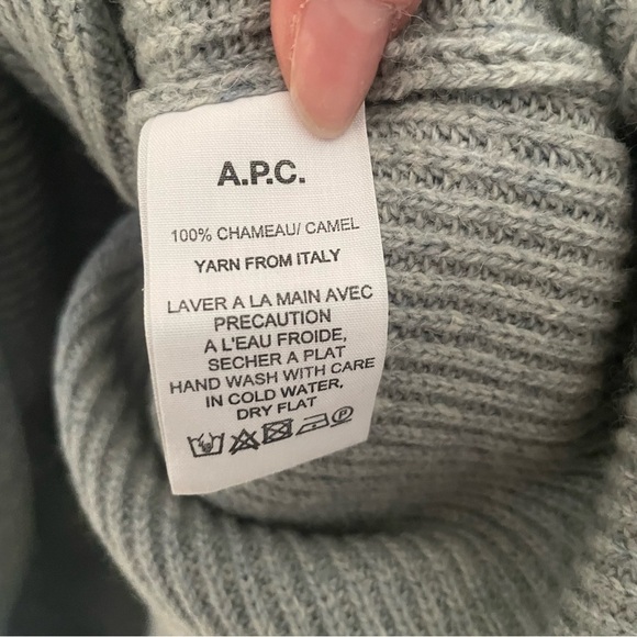 A.P.C. Rue Madame Paris APC Women's Crew Knit Sweater 100% Camel Wool XL Blue - Picture 5 of 7